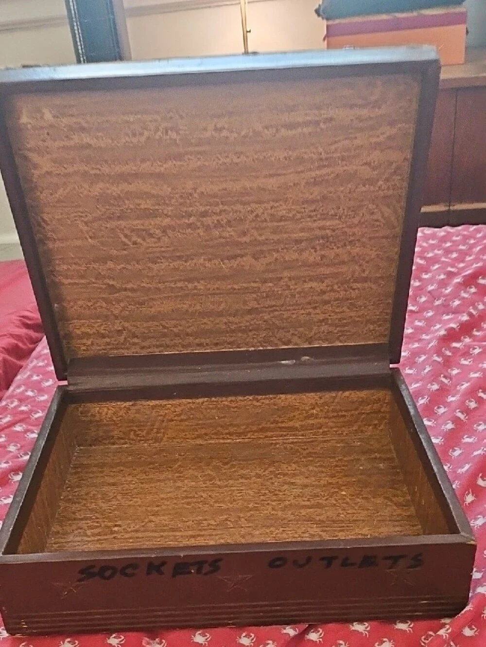 Brown Decorative Leather abd Wooden Box with Gold Eagle Emblem